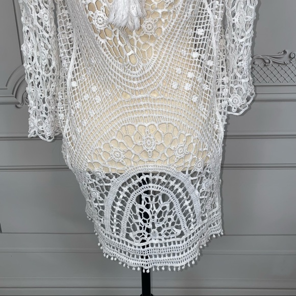 White Knit Open Back Long Bikini Cover | Size M - Picture 3 of 5